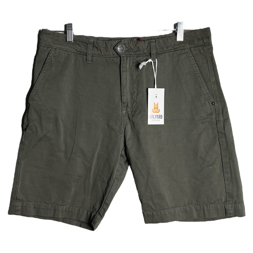 Halyard Shorts Mens 32‎ Military Green Flat Front Chino Preppy Casual Everyday